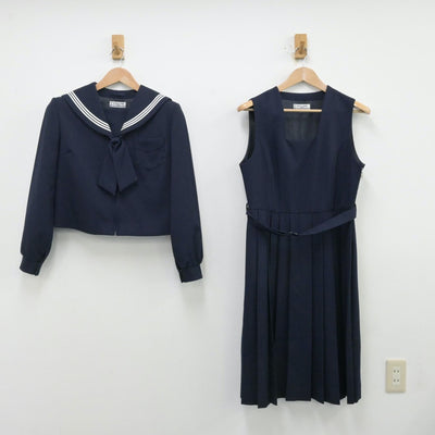 【中古】北海道 北海道旭川商業高等学校 女子制服 3点（セーラー服・ジャンパースカート）sf013153