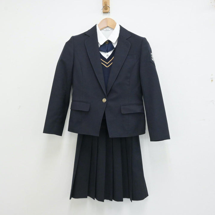 【中古】福岡県 久留米市立久留米商業高校 女子制服 5点（ブレザー・シャツ・ニット・スカート）sf013169