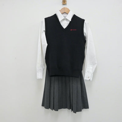 【中古】滋賀県 立命館守山高等学校 女子制服 4点（シャツ・ニットベスト・スカート）sf013187