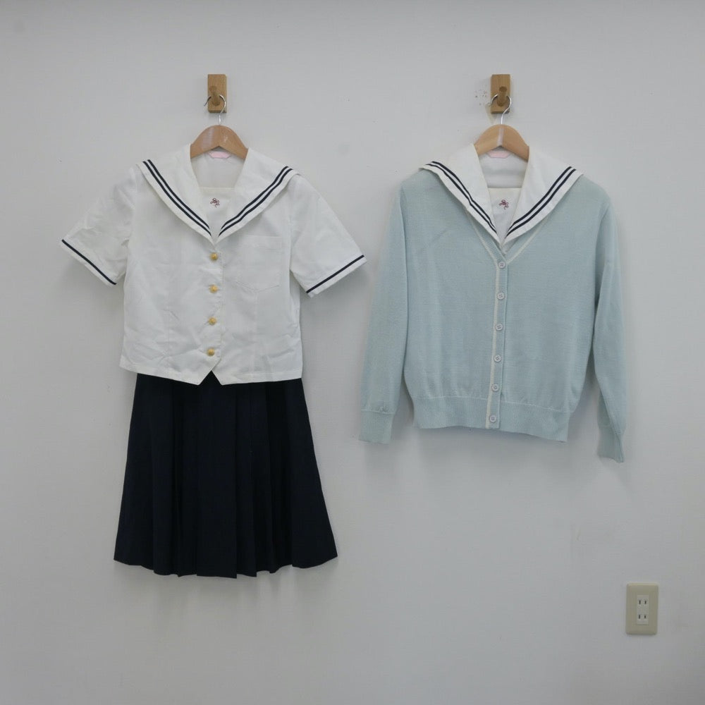 【中古】愛知県 南山学園 聖霊中学校 女子制服 4点（セーラー服・ニット・スカート）sf013236