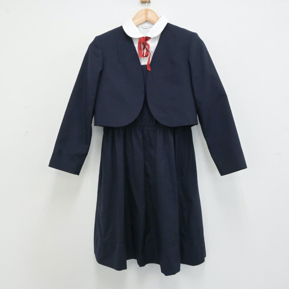 【中古】愛知県 南山学園 聖霊中学校 女子制服 4点（ブレザー・シャツ・ニット・ジャンパースカート）sf013237