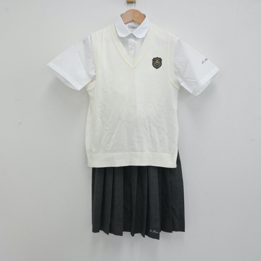 【中古】新潟県 新発田中央高等学校 女子制服 3点（シャツ・ニットベスト・スカート）sf013243