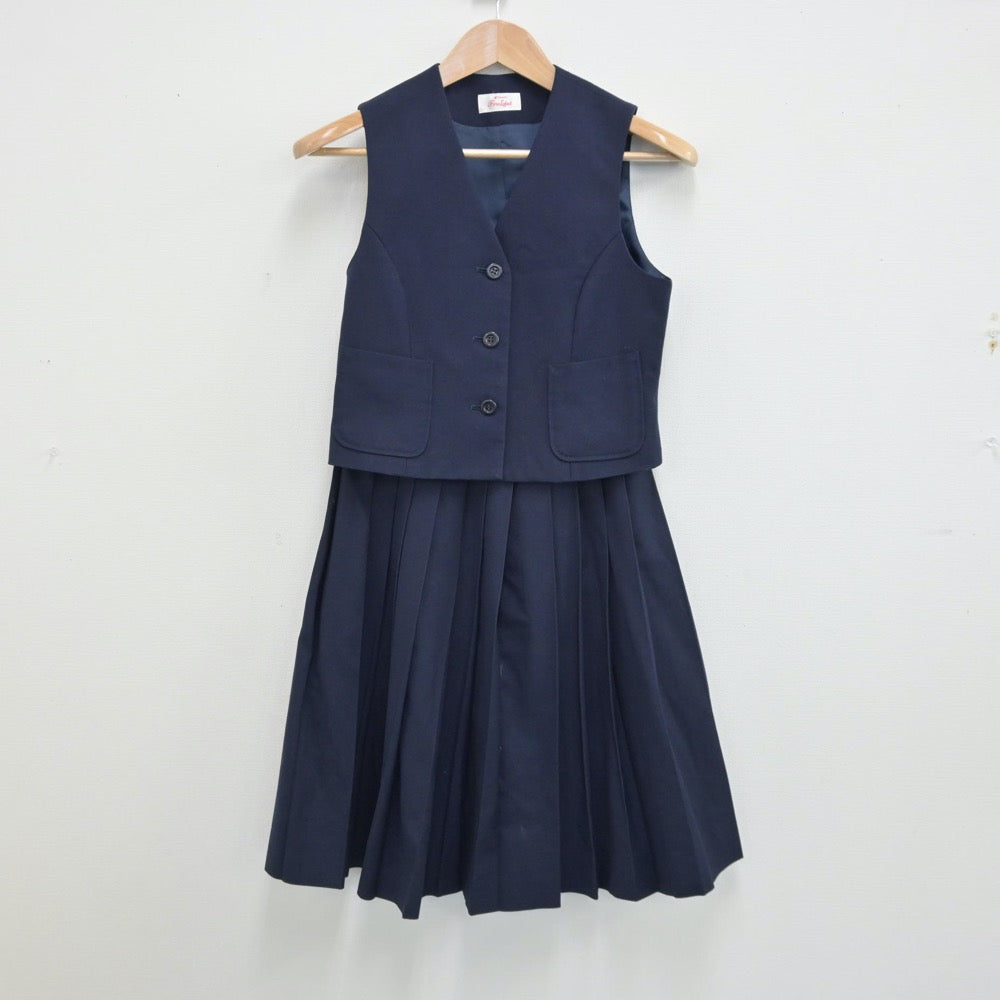 【中古】広島県 福山市立城北中学校 女子制服 3点（ブレザー・スカート・ベスト）sf013276