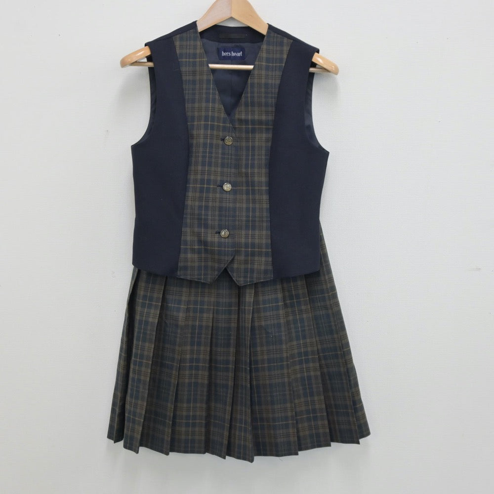 【中古】埼玉県 埼玉県立桶川高等学校 女子制服 4点（ベスト・ニットベスト・スカート）sf013280