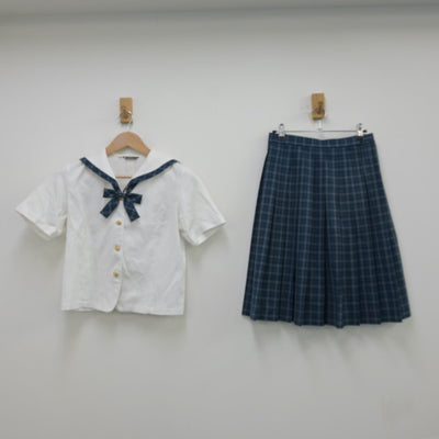 【中古】三重県 津商業高等学校 女子制服 3点（セーラー服・スカート）sf013289