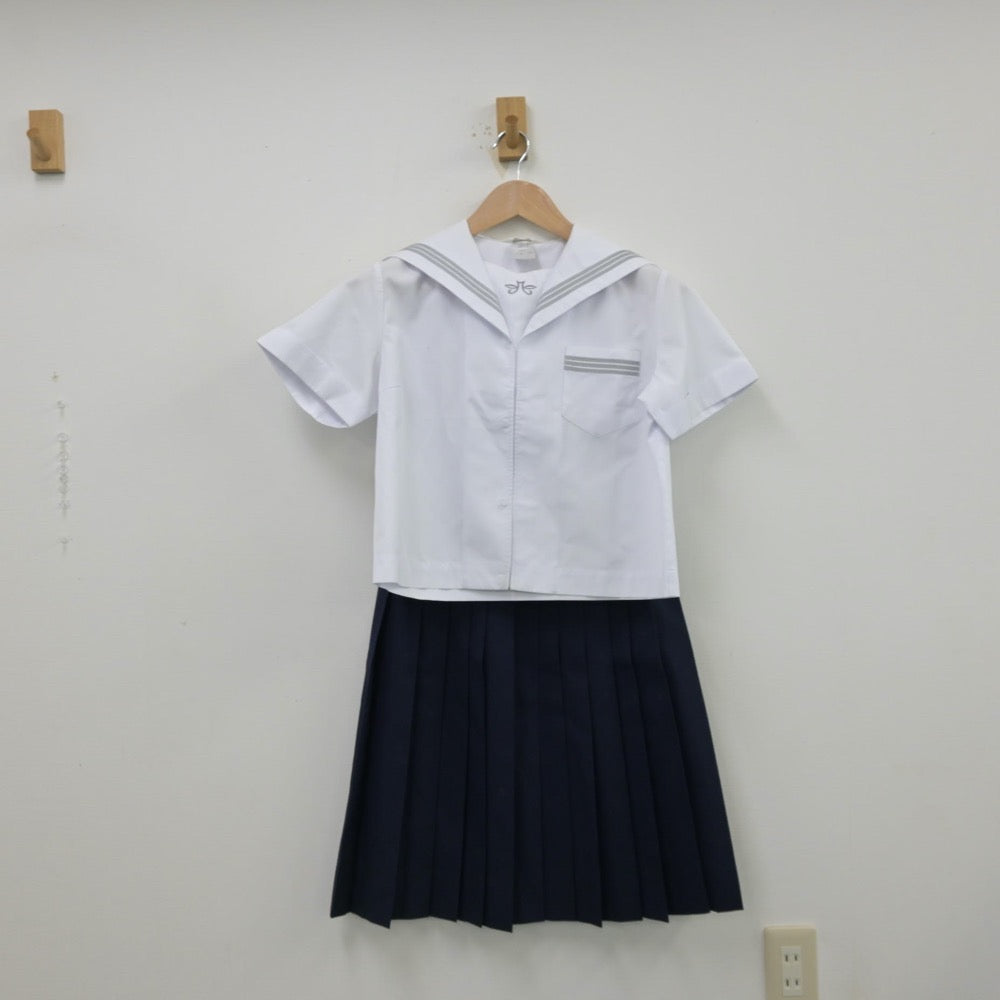 【中古】兵庫県 豊岡北中学校 女子制服 2点（セーラー服・スカート）sf013333