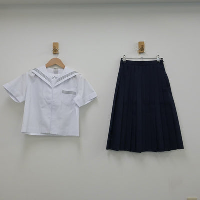 【中古】兵庫県 豊岡北中学校 女子制服 2点（セーラー服・スカート）sf013333