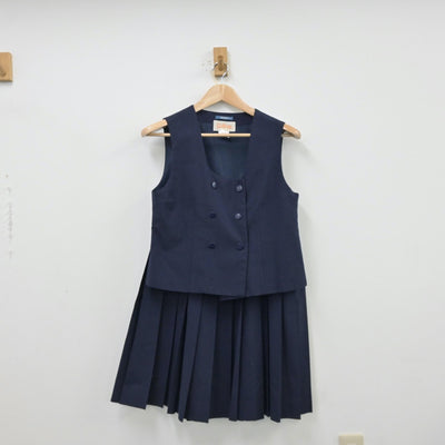 【中古】埼玉県 春里中学校 女子制服 2点（ベスト・スカート）sf013338