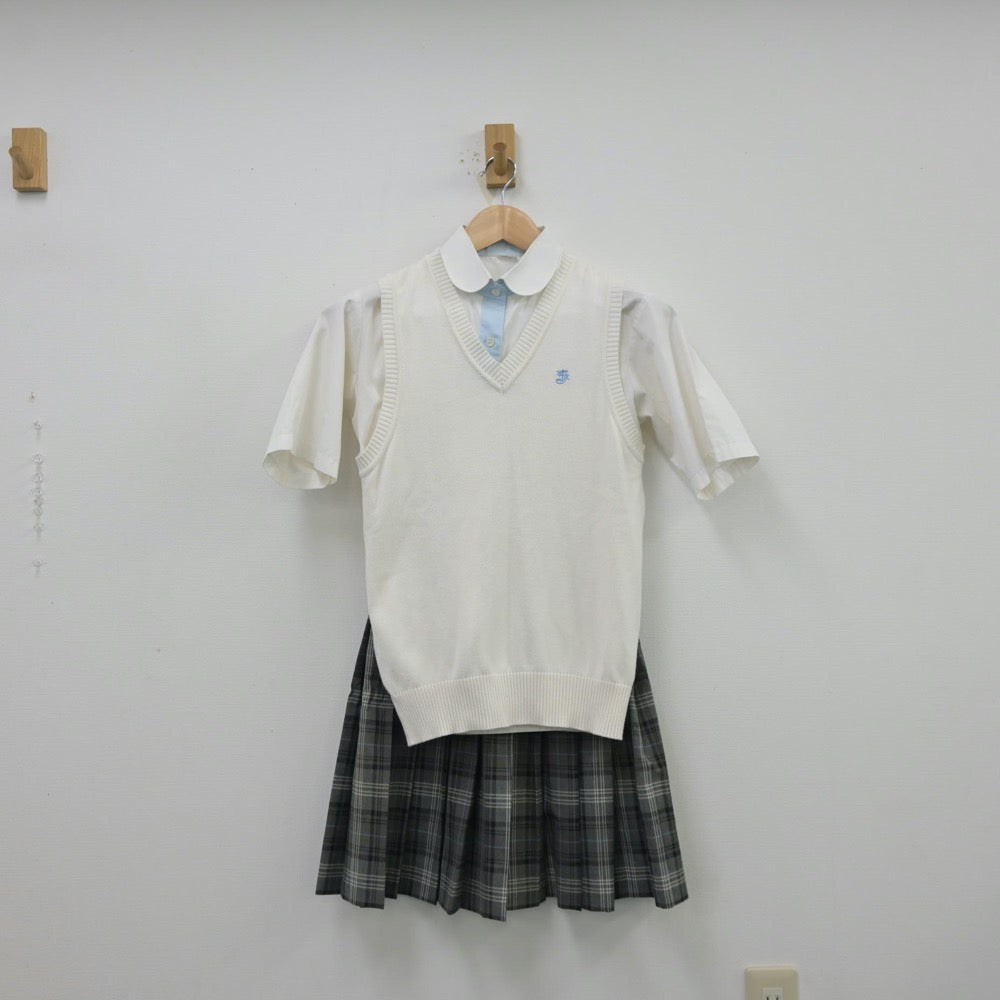 【中古】埼玉県 淑徳与野高等学校 女子制服 5点（シャツ・シャツ・ニットベスト・スカート）sf013342