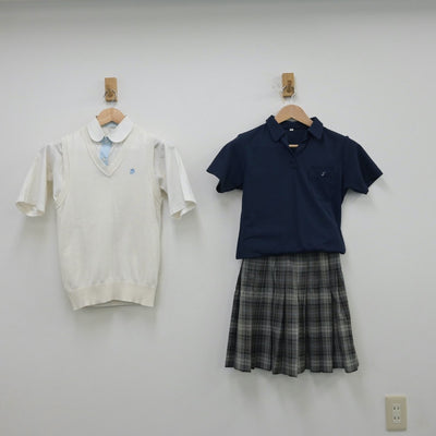 【中古】埼玉県 淑徳与野高等学校 女子制服 5点（シャツ・シャツ・ニットベスト・スカート）sf013342