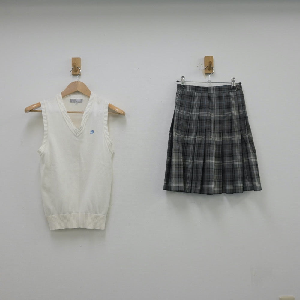 【中古】埼玉県 淑徳与野高等学校 女子制服 5点（シャツ・シャツ・ニットベスト・スカート）sf013342