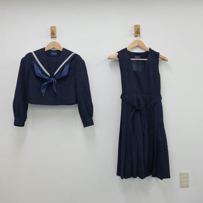 【中古】福岡県 大刀洗中学校 女子制服 3点（セーラー服・ジャンパースカート）sf013347