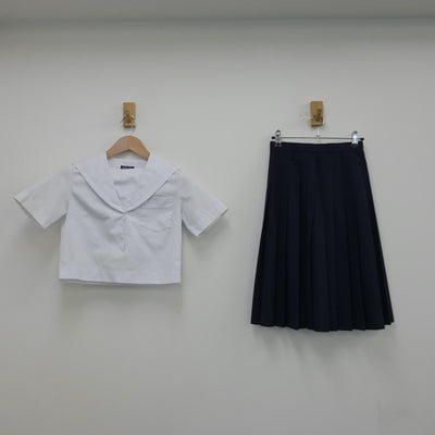 【中古】福岡県 大刀洗中学校 女子制服 3点（セーラー服・スカート）sf013348