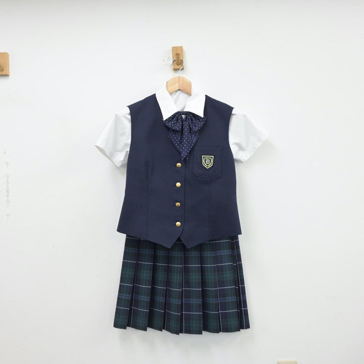 【中古】福岡県 福岡第一高等学校 女子制服 5点（シャツ・ベスト・スカート）sf013352