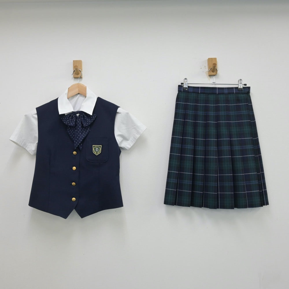 【中古】福岡県 福岡第一高等学校 女子制服 5点（シャツ・ベスト・スカート）sf013352