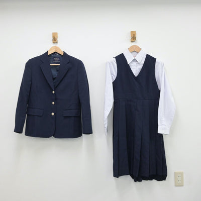 【中古】熊本県 必由館高等学校 女子制服 3点（ブレザー・シャツ・ジャンパースカート）sf013354