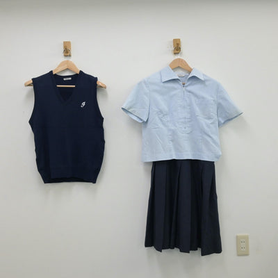 【中古】熊本県 必由館高等学校 女子制服 3点（シャツ・ニットベスト・ジャンパースカート）sf013356