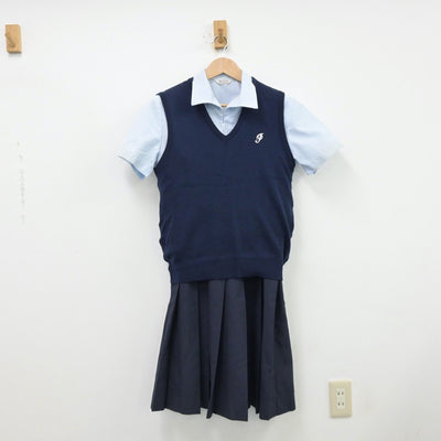 【中古】熊本県 必由館高等学校 女子制服 4点（シャツ・シャツ・ニットベスト・ジャンパースカート）sf013357