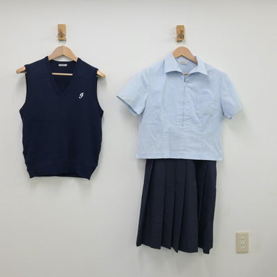 【中古】熊本県 必由館高等学校 女子制服 4点（シャツ・シャツ・ニットベスト・ジャンパースカート）sf013357