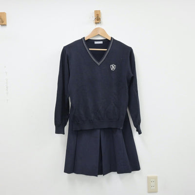 【中古】石川県 金沢二水高等学校 女子制服 2点（ニット・スカート）sf013365