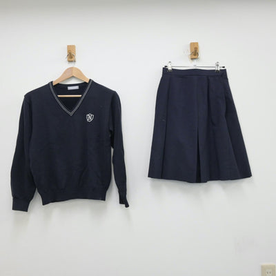 【中古】石川県 金沢二水高等学校 女子制服 2点（ニット・スカート）sf013365