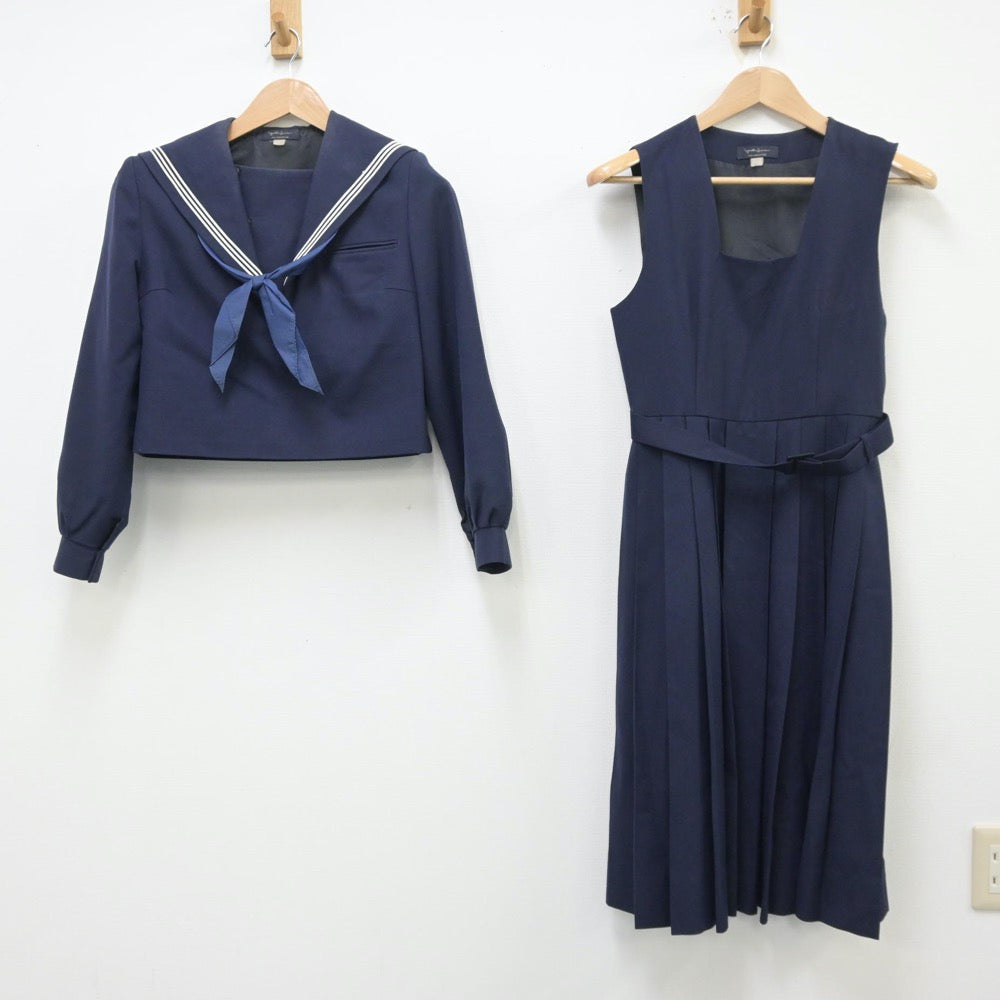 【中古】福岡県 福岡市立金武中学校 女子制服 3点（セーラー服・ジャンパースカート）sf013381