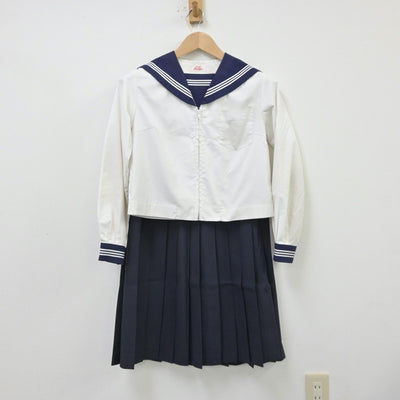 【中古】 富山県射水市立大門中学校 女子制服 4点（セーラー服・スカート）sf013390