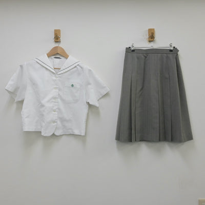 【中古】 富山県立大門高等学校 女子制服 3点（セーラー服・スカート）sf013393