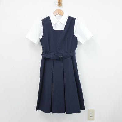 【中古】東京都 純心女子高等学校 女子制服 2点（シャツ・ジャンパースカート）sf013405