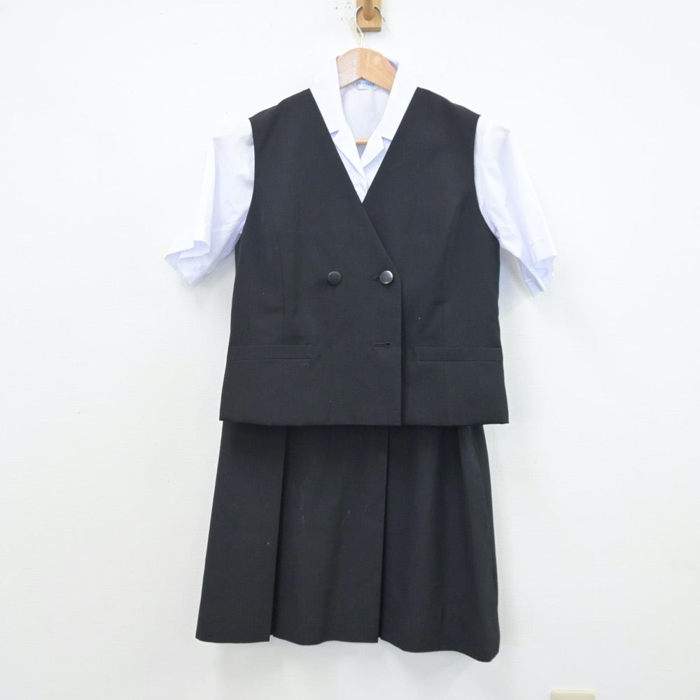 【中古】静岡県 沼津東高等学校 女子制服 4点（シャツ・ベスト・スカート）sf013412