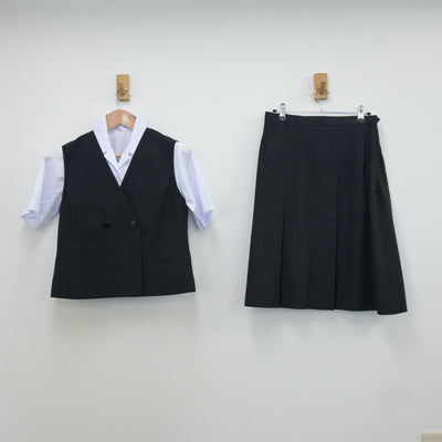 【中古】静岡県 沼津東高等学校 女子制服 4点（シャツ・ベスト・スカート）sf013412