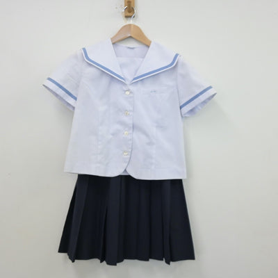 【中古】静岡県 沼津西高等学校 女子制服 2点（セーラー服・スカート）sf013415