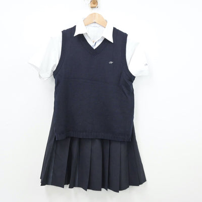 【中古】東京都 中村学園女子高等学校 女子制服 3点（シャツ・ニットベスト・スカート）sf013425