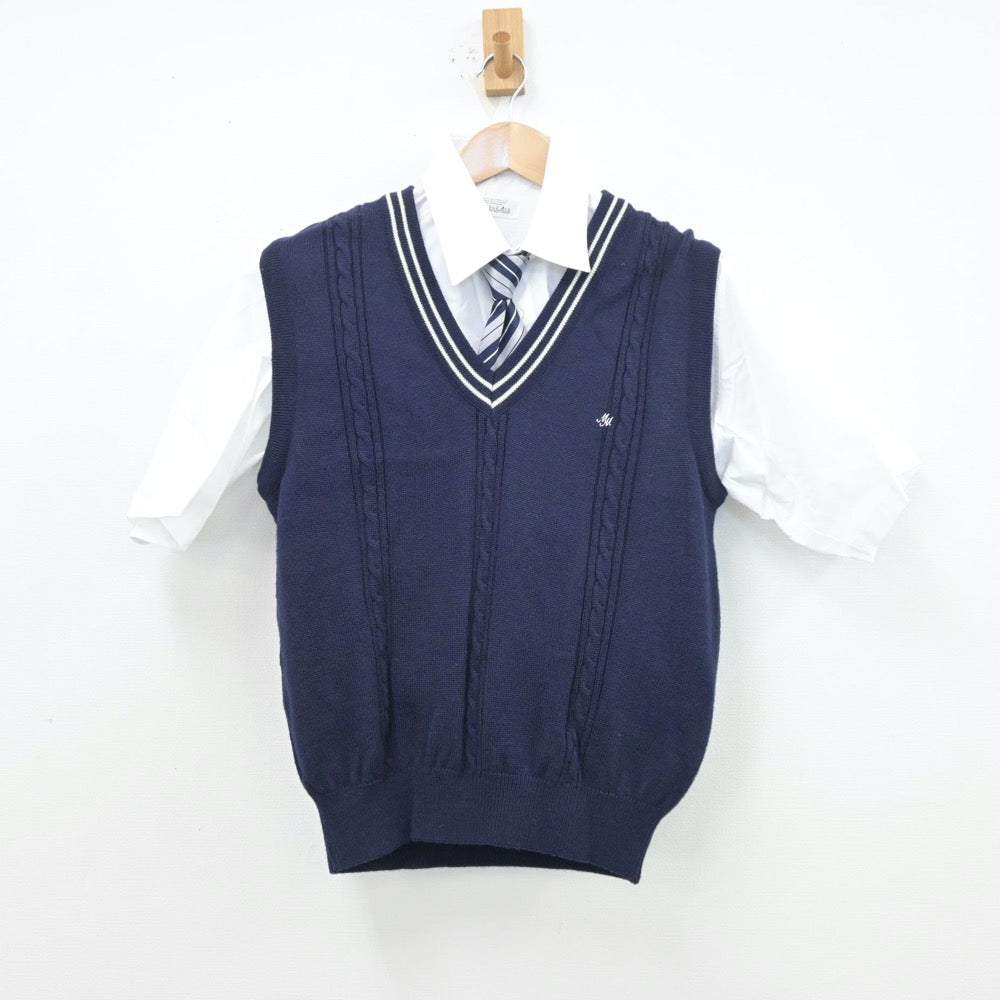 【中古】静岡県 三島南高等学校 女子制服 3点（シャツ・ニットベスト）sf013427