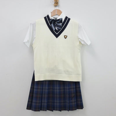 【中古】山口県 梅光学院中学校高等学校 女子制服 5点（シャツ・ニットベスト・スカート）sf013437