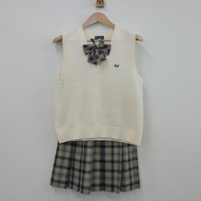 【中古】埼玉県 川越南高等学校 女子制服 3点（ニットベスト・スカート）sf013445