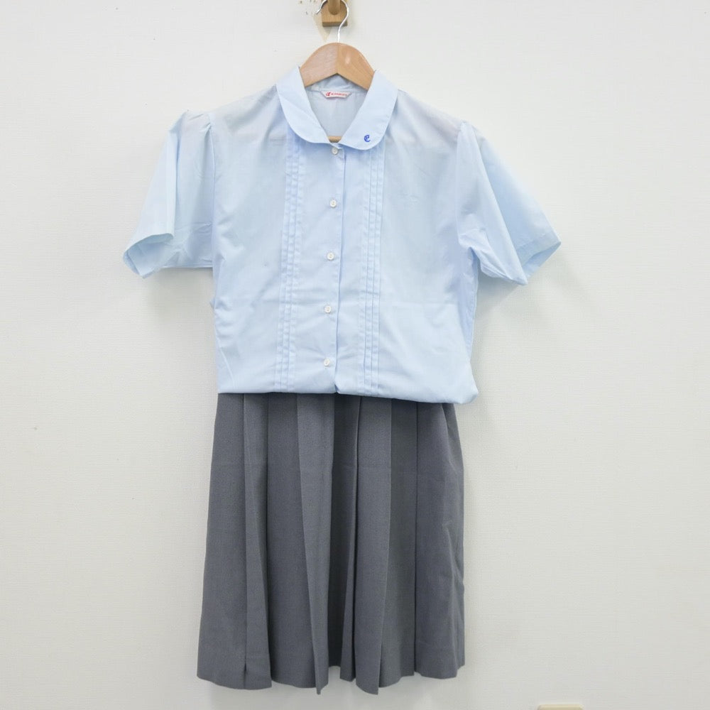 【中古】広島県 駅家中学校 女子制服 2点（シャツ・スカート）sf013462