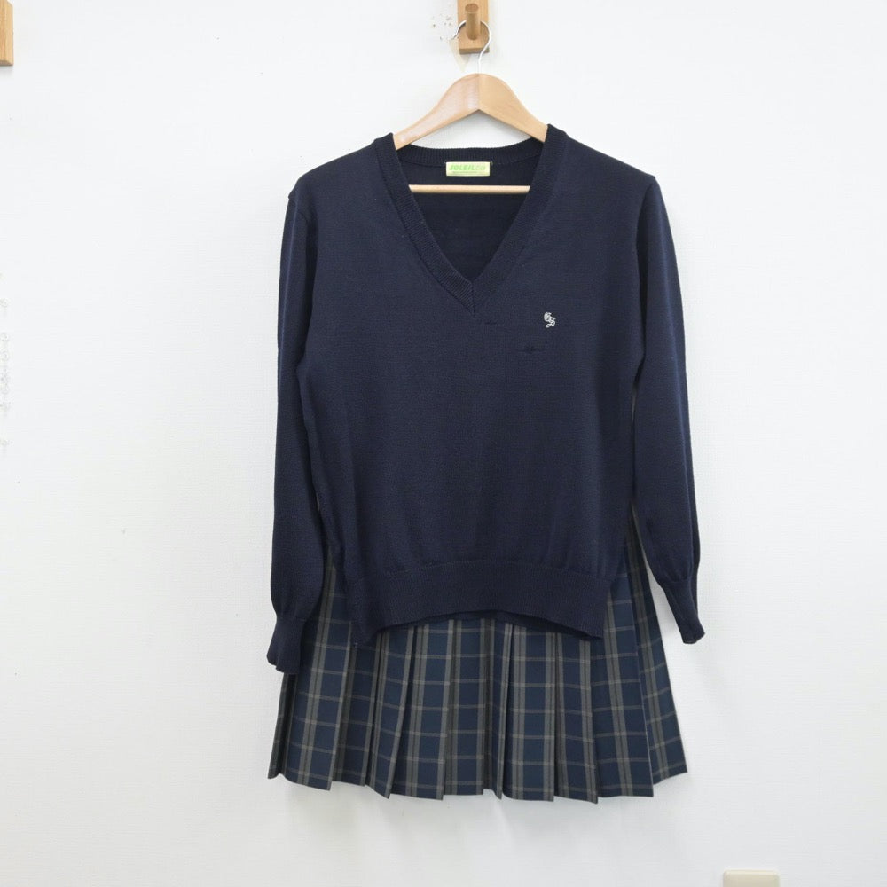 【中古】東京都 都立第五商業高等学校 女子制服 4点（ブレザー・ニット・スカート）sf013477