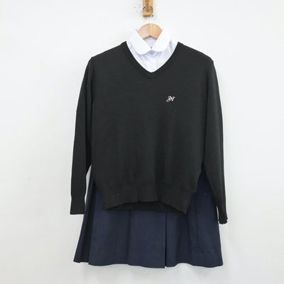 【中古】静岡県 磐田西高等学校 女子制服 6点（ブレザー・シャツ・ニット・スカート）sf013485