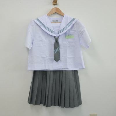 【中古】沖縄県 港川中学校 女子制服 3点（セーラー服・スカート）sf013493