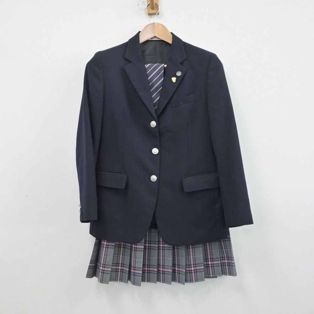 【中古】静岡県 クラーク記念国際高等学校 女子制服 7点（ブレザー・ニット・スカート）sf013496