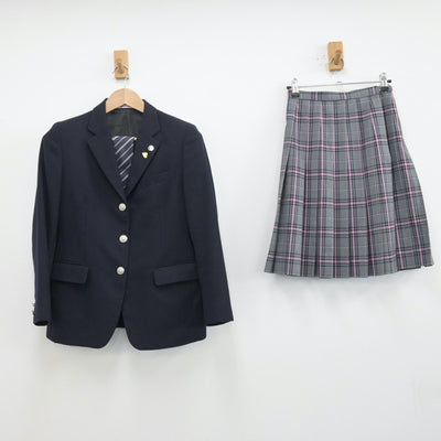 【中古】静岡県 クラーク記念国際高等学校 女子制服 7点（ブレザー・ニット・スカート）sf013496