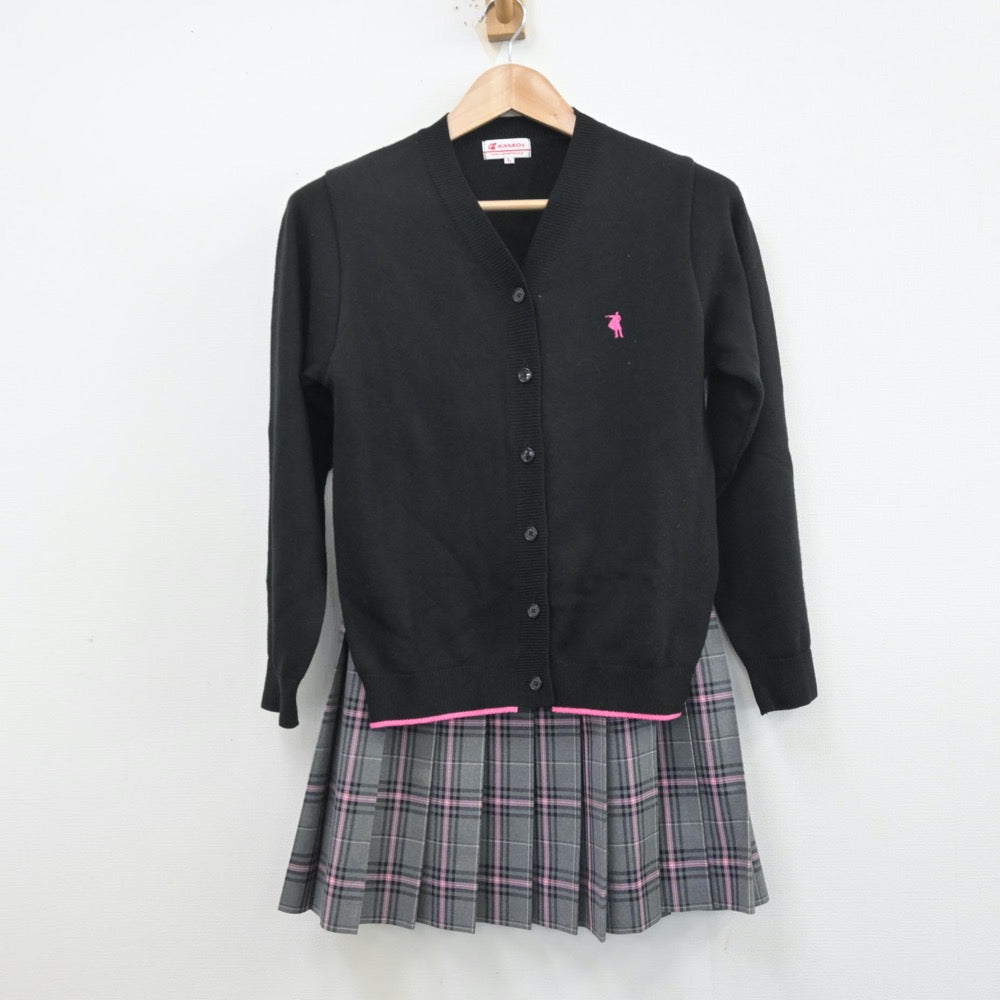 【中古】静岡県 クラーク記念国際高等学校 女子制服 7点（ブレザー・ニット・スカート）sf013496