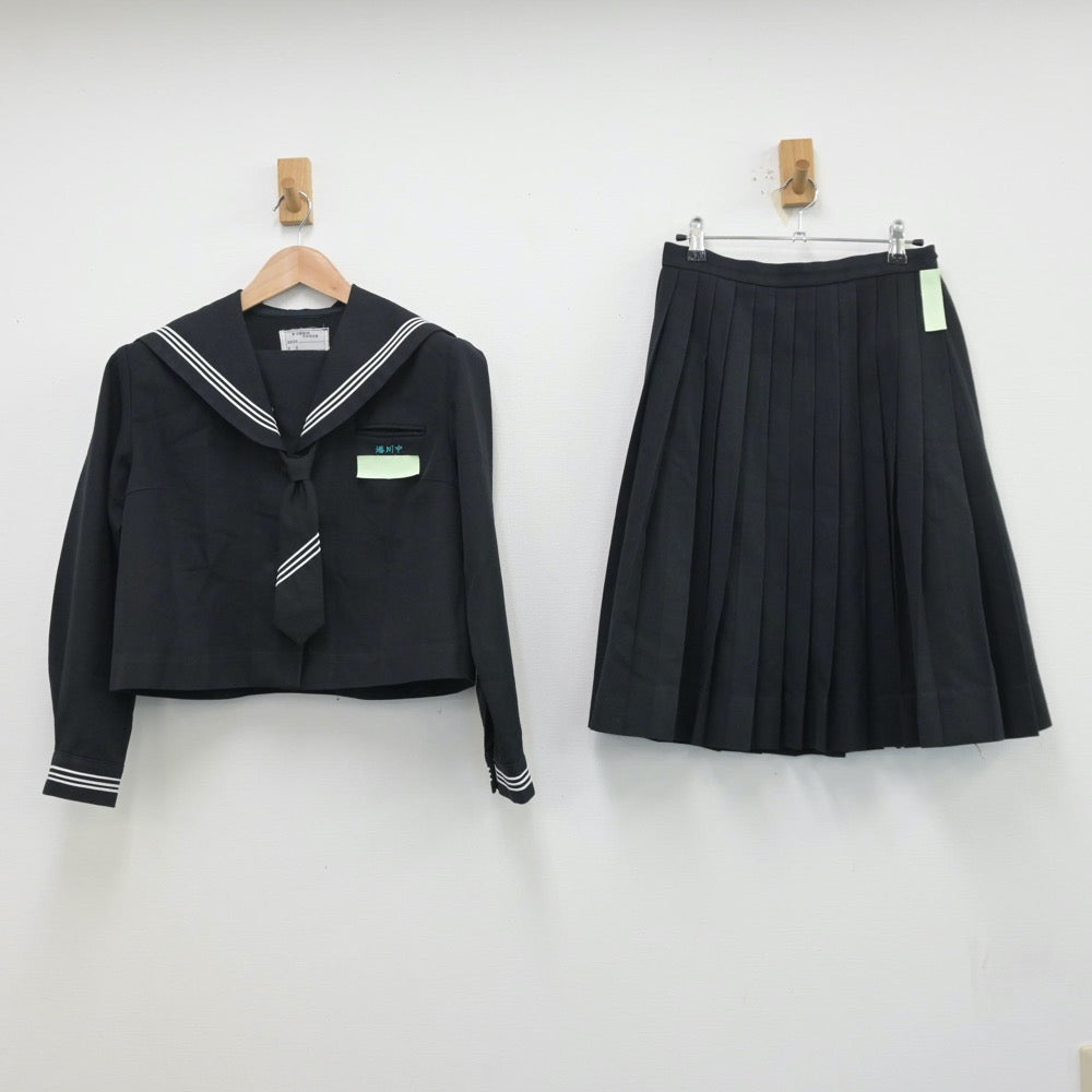 【中古】沖縄県 港川中学校 女子制服 3点（セーラー服・スカート）sf013507