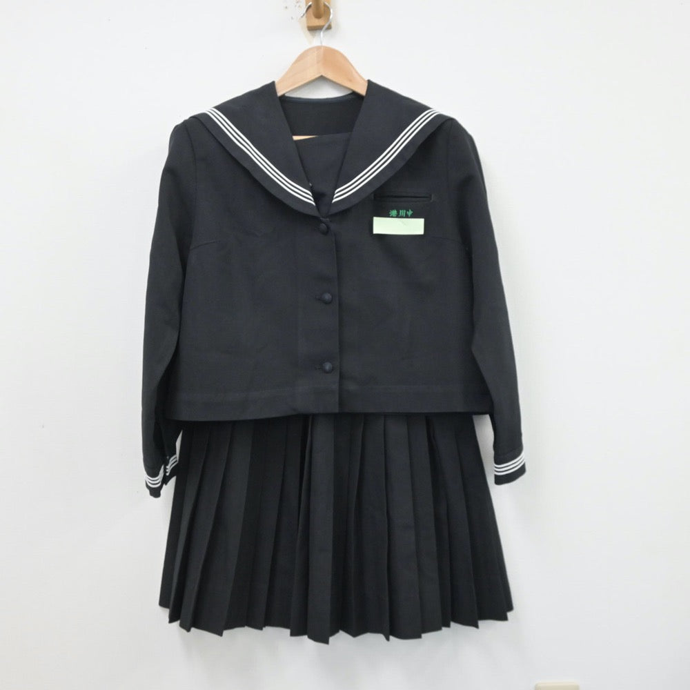 【中古】沖縄県 港川中学校 女子制服 2点（セーラー服・スカート）sf013508