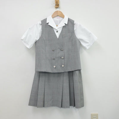 【中古】岩手県 盛岡大学附属高等学校 女子制服 4点（シャツ・ベスト・スカート）sf013514