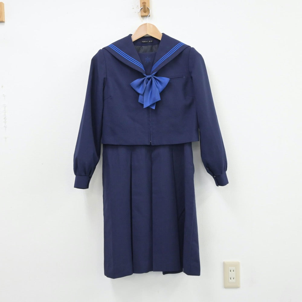 【中古】福岡県 香住丘高等学校 女子制服 4点（セーラー服・ニット・ジャンパースカート）sf013529