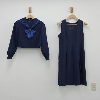 【中古】福岡県 香住丘高等学校 女子制服 4点（セーラー服・ニット・ジャンパースカート）sf013529