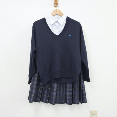 【中古】富山県 伏木高等学校 女子制服 3点（シャツ・ニット・スカート）sf013531