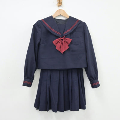 【中古】神奈川県 横浜隼人高等学校 女子制服 5点（セーラー服・ニット・スカート）sf013541